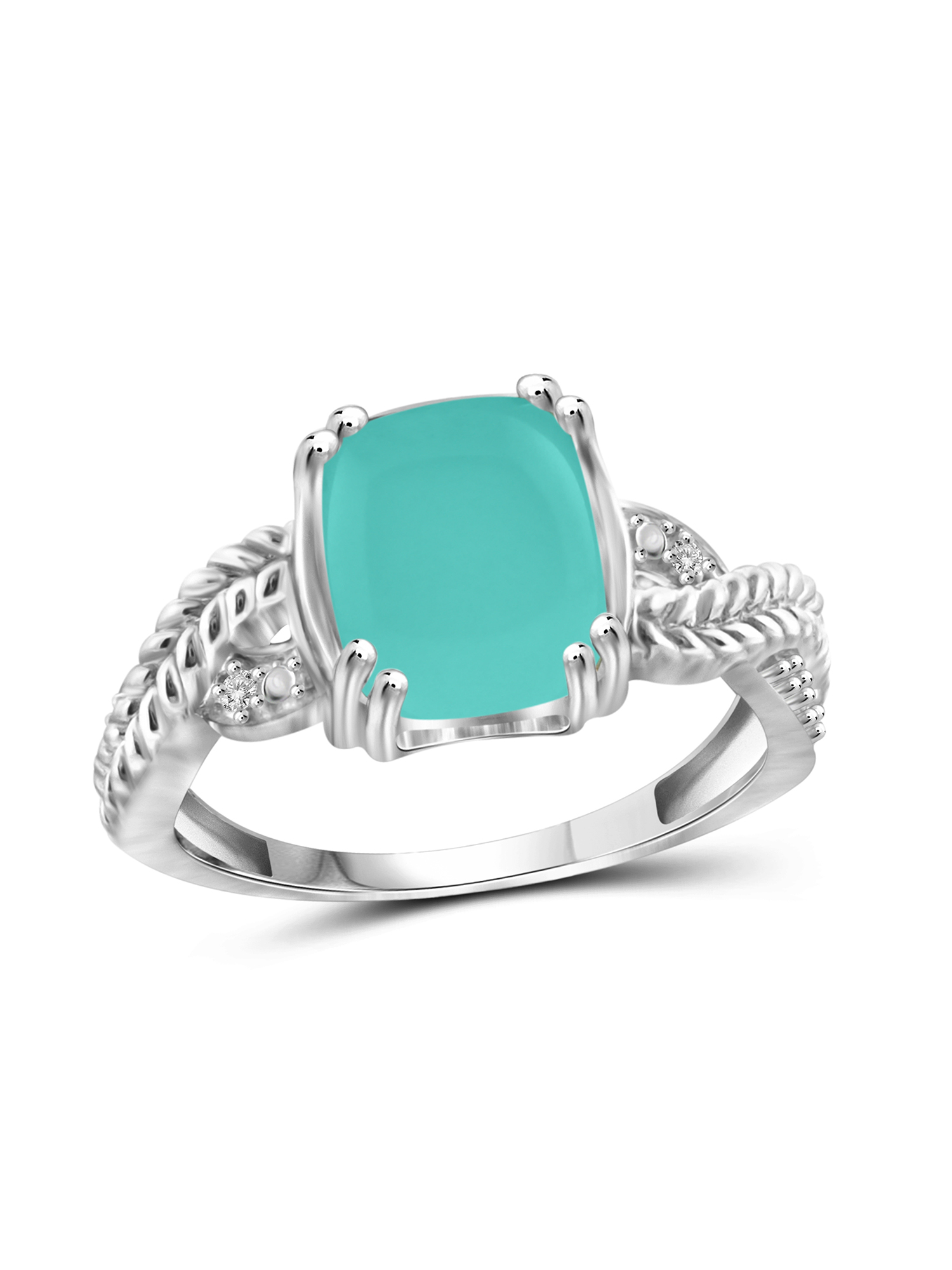 JewelersClub Chalcedony Ring Birthstone Jewelry – 2.75 Carat Chalcedony 0.925 Sterling Silver Ring Jewelry with White Diamond Accent – Gemstone Rings with Hypoallergenic 0.925 Sterling Silver Band