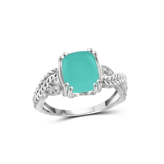 JewelersClub Chalcedony Ring Birthstone Jewelry – 2.75 Carat Chalcedony 0.925 Sterling Silver Ring Jewelry with White Diamond Accent – Gemstone Rings with Hypoallergenic 0.925 Sterling Silver Band