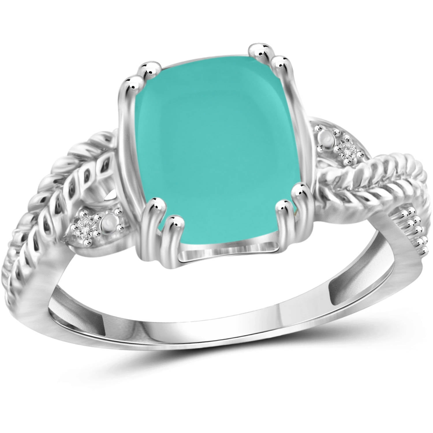 JewelersClub 0.925 Sterling Silver Chalcedony White Diamond Accent Gemstone Ring, 2.75 Carat