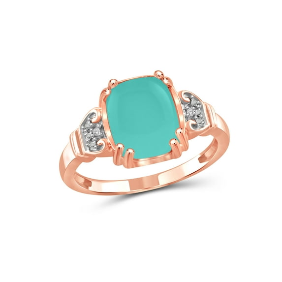 JewelersClub Chalcedony Ring Birthstone Jewelry – 2.75 Carat Chalcedony Rose Gold Over Silver Ring Jewelry with White Diamond Accent – Gemstone Rings with Hypoallergenic Rose Gold Over Silver Band