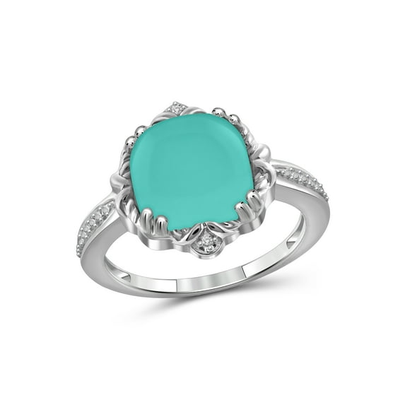 JewelersClub Chalcedony Ring Birthstone Jewelry – 4.50 Carat Chalcedony 0.925 Sterling Silver Ring Jewelry with White Diamond Accent – Gemstone Rings with Hypoallergenic 0.925 Sterling Silver Band