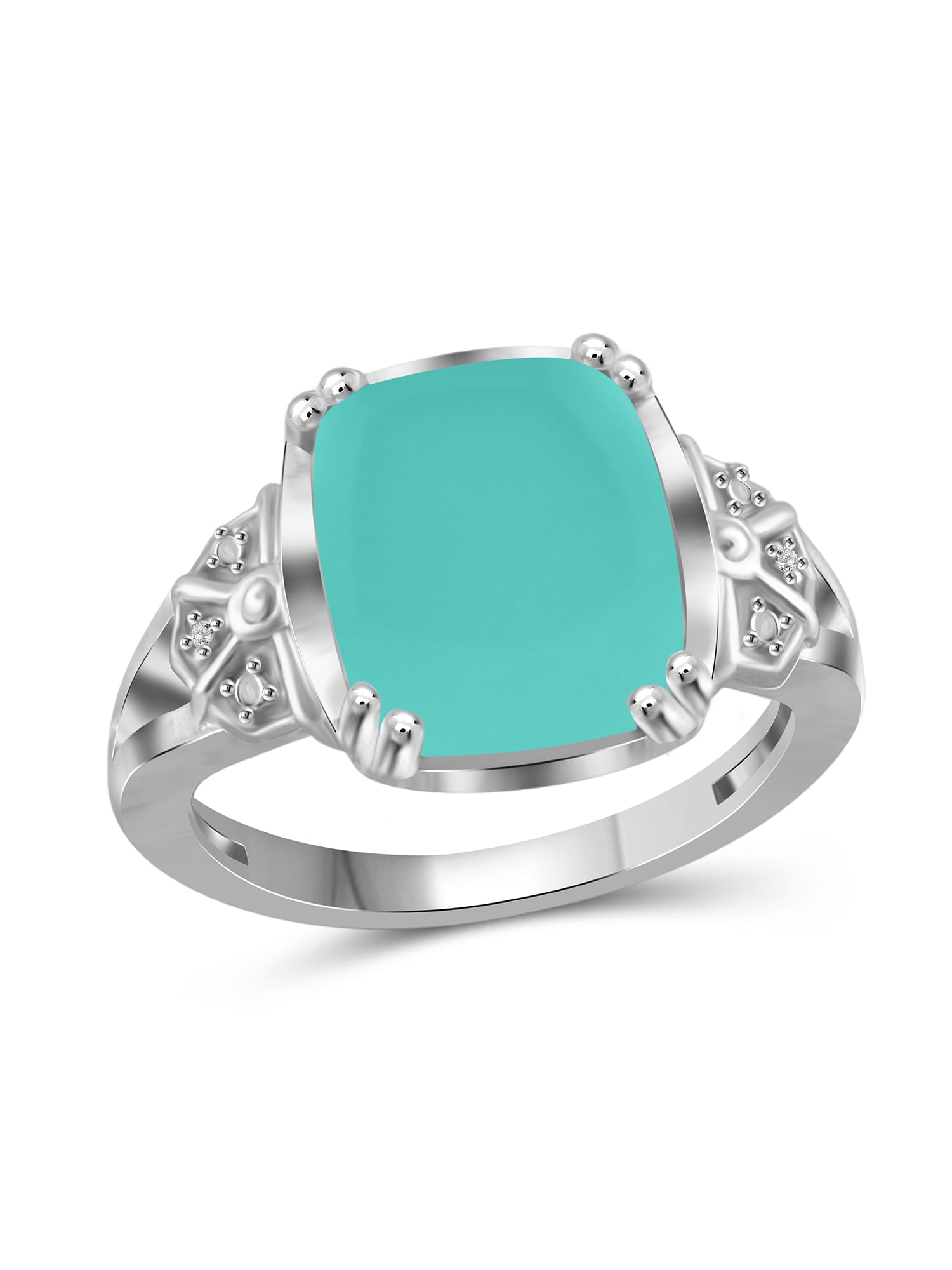JewelersClub Chalcedony Ring Birthstone Jewelry – 5.00 Carat Chalcedony 0.925 Sterling Silver Ring Jewelry with White Diamond Accent – Gemstone Rings with Hypoallergenic 0.925 Sterling Silver Band