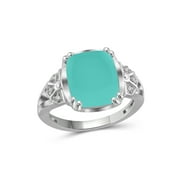 JEWELERSCLUB Chalcedony Ring Birthstone Jewelry – 5.00 Carat Chalcedony 0.925 Sterling Silver Ring Jewelry with White Diamond Accent – Gemstone Rings with Hypoallergenic 0.925 Sterling Silver Band