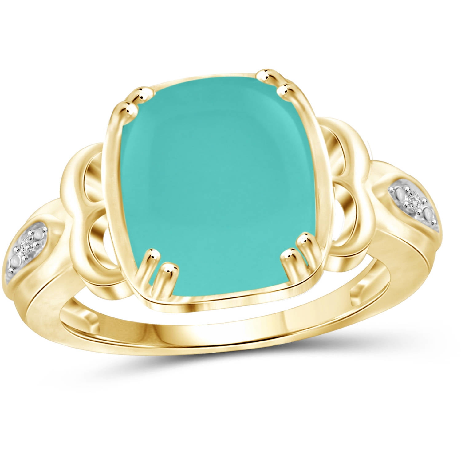 JewelersClub Chalcedony Ring Birthstone Jewelry – 5.00 Carat Chalcedony 14K Gold Plated Silver Ring Jewelry with White Diamond Accent – Gemstone Rings with Hypoallergenic 14K Gold Plated Silver Band