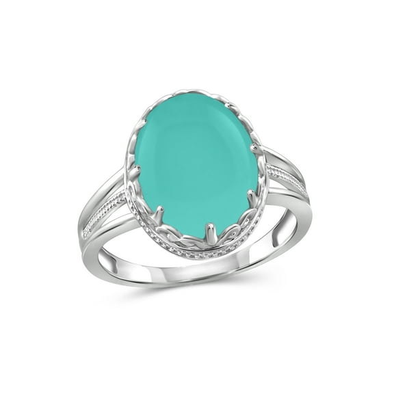 JewelersClub Chalcedony Ring Birthstone Jewelry – 6.75 Carat Chalcedony 0.925 Sterling Silver Ring Jewelry – Gemstone Rings with Hypoallergenic 0.925 Sterling Silver Band
