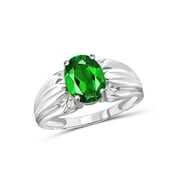 JewelersClub Chrome Diopside Ring Birthstone Jewelry – 1.50 Carat Chrome Diopside 0.925 Sterling Silver Ring Jewelry with Black Diamond Accent – Gemstone Rings with Hypoallergenic Sterling Silver