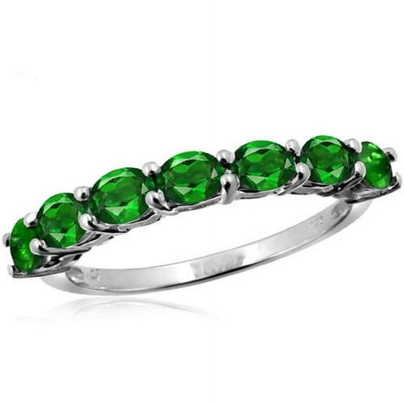 JewelersClub Chrome Diopside Ring – Stunning 14K Gold Over Silver Ring with 1.30 Carat T.G.W. Chrome Diopside - Elegant 7-Stone Ring Design - Hypoallergenic 14K Gold Over Silver