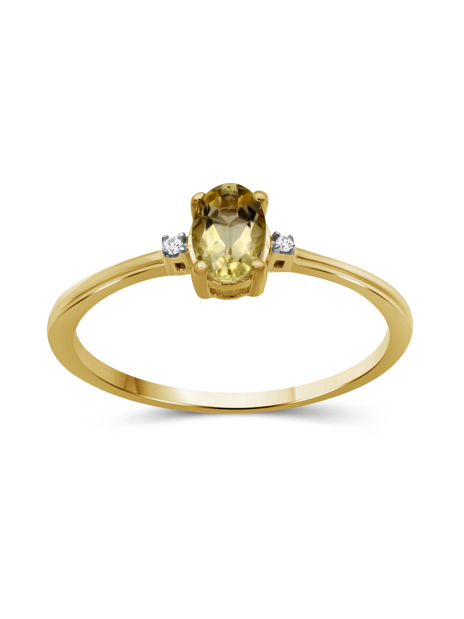 JewelersClub Citrine November Birthstone Jewelry – 0.40 Carat Citrine 14K gold over Silver Ring Jewelry with White Diamond Accent – Gemstone Rings with Hypoallergenic Sterling Silver Band