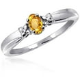 thumbnail image 1 of JewelersClub Citrine Ring Birthstone Jewelry – 0.20 Carat Citrine 0.925 Sterling Silver Ring Jewelry with White Diamond Accent – Gemstone Rings with Hypoallergenic 0.925 Sterling Silver Band, 1 of 1