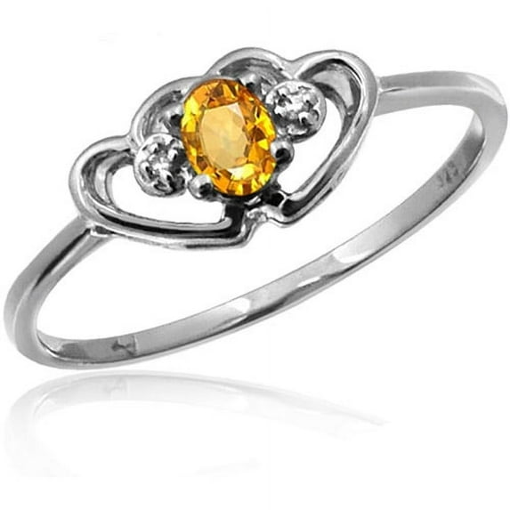JewelersClub Citrine Ring Birthstone Jewelry – 0.20 Carat Citrine 0.925 Sterling Silver Ring Jewelry with White Diamond Accent – Gemstone Rings with Hypoallergenic 0.925 Sterling Silver Band