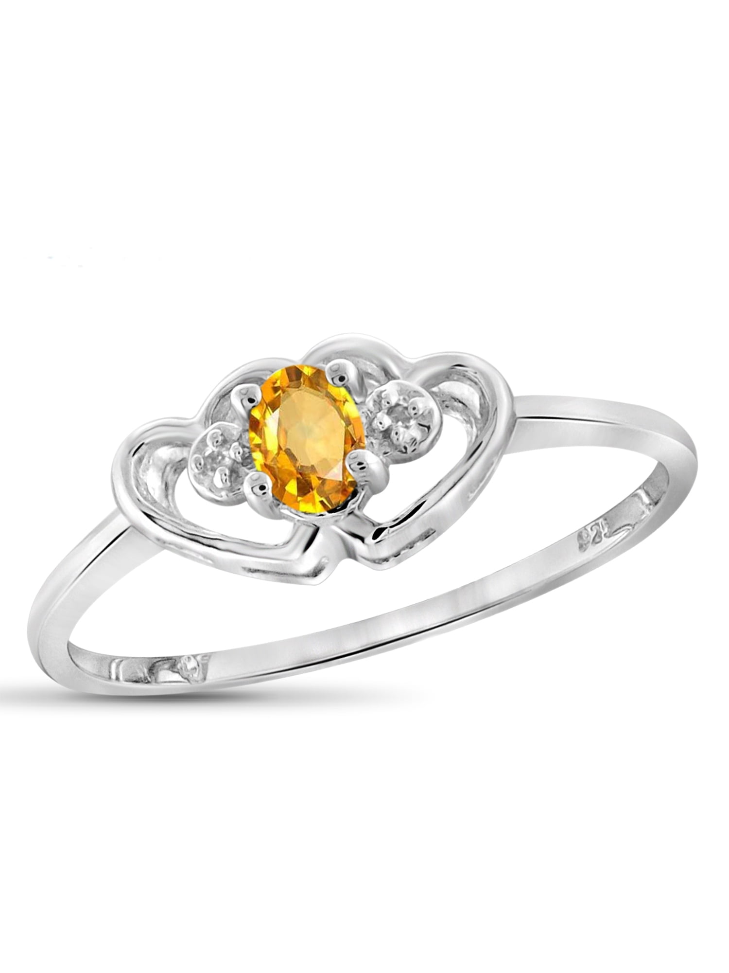 JewelersClub 0.925 Sterling Silver Citrine White Diamond Accent Gemstone Ring