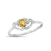 JewelersClub Citrine Ring Birthstone Jewelry – 0.20 Carat Citrine 0.925 Sterling Silver Ring Jewelry with White Diamond Accent – Gemstone Rings with Hypoallergenic 0.925 Sterling Silver Band