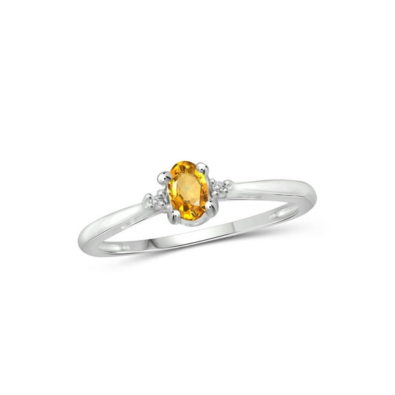 JewelersClub Citrine Ring Birthstone Jewelry – 0.25 Carat Citrine 0.925 Sterling Silver Ring Jewelry with White Diamond Accent – Gemstone Rings with Hypoallergenic 0.925 Sterling Silver Band