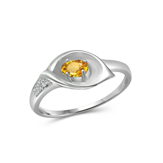 JewelersClub Citrine Ring Birthstone Jewelry – 0.25 Carat Citrine 0.925 Sterling Silver Ring Jewelry with White Diamond Accent – Gemstone Rings with Hypoallergenic 0.925 Sterling Silver Band