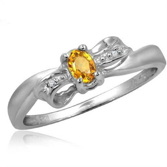 JewelersClub Citrine Ring Birthstone Jewelry – 0.25 Carat Citrine 0.925 Sterling Silver Ring Jewelry with White Diamond Accent– Gemstone Rings with Hypoallergenic 0.925 Sterling Silver