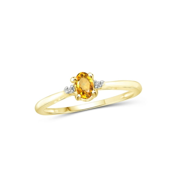 JewelersClub Citrine Ring Birthstone Jewelry – 0.25 Carat Citrine 14K Gold Plated Silver Ring Jewelry with White Diamond Accent – Gemstone Rings with Hypoallergenic 14K Gold Plated Silver Band