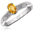 thumbnail image 1 of JewelersClub Citrine Ring Birthstone Jewelry – 0.45 Carat Citrine 0.925 Sterling Silver Ring Jewelry with White Diamond Accent – Gemstone Rings with Hypoallergenic 0.925 Sterling Silver Band, 1 of 1