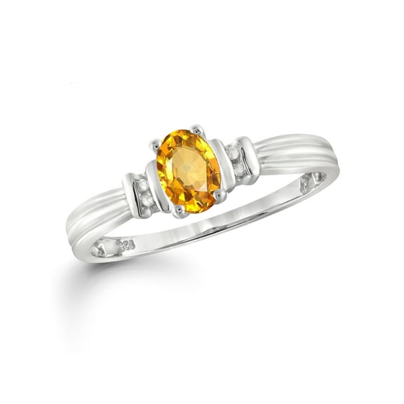 JewelersClub Citrine Ring Birthstone Jewelry – 0.45 Carat Citrine Sterling Silver Ring Jewelry with White Diamond Accent – Gemstone Rings with Hypoallergenic Sterling Silver Band