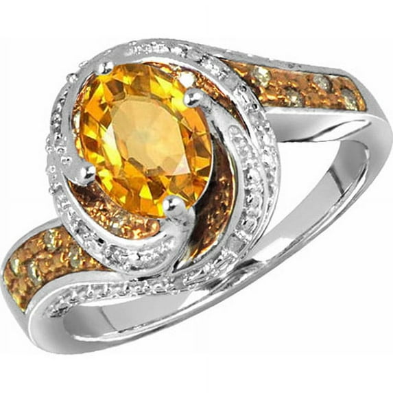 JewelersClub Citrine Ring Birthstone Jewelry – 1.10 Carat Citrine 0.925 Sterling Silver Ring Jewelry with White Diamond Accent – Gemstone Rings with Hypoallergenic 0.925 Sterling Silver Band