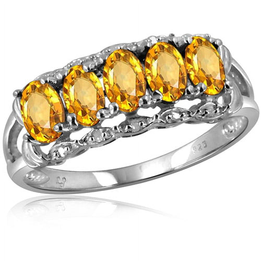 JewelersClub 0.925 Sterling Silver Citrine Ring Birthstone Jewelry 1.10 Carat Citrine Jewelry with White Diamond Accent Gemstone