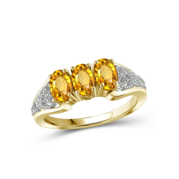 JewelersClub Citrine Ring Birthstone Jewelry – 1.33 Carat Citrine 0.925 Sterling Silver Ring Jewelry – Gemstone Rings with Hypoallergenic 0.925 Sterling Silver Band