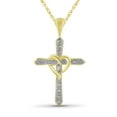 thumbnail image 1 of JewelersClub Diamond Cross Pendant Necklace for Women | 14K Gold-Plated Silver, 1 of 5