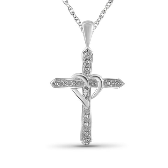 JewelersClub Diamond Cross Pendant Necklace for Women | Sterling Silver