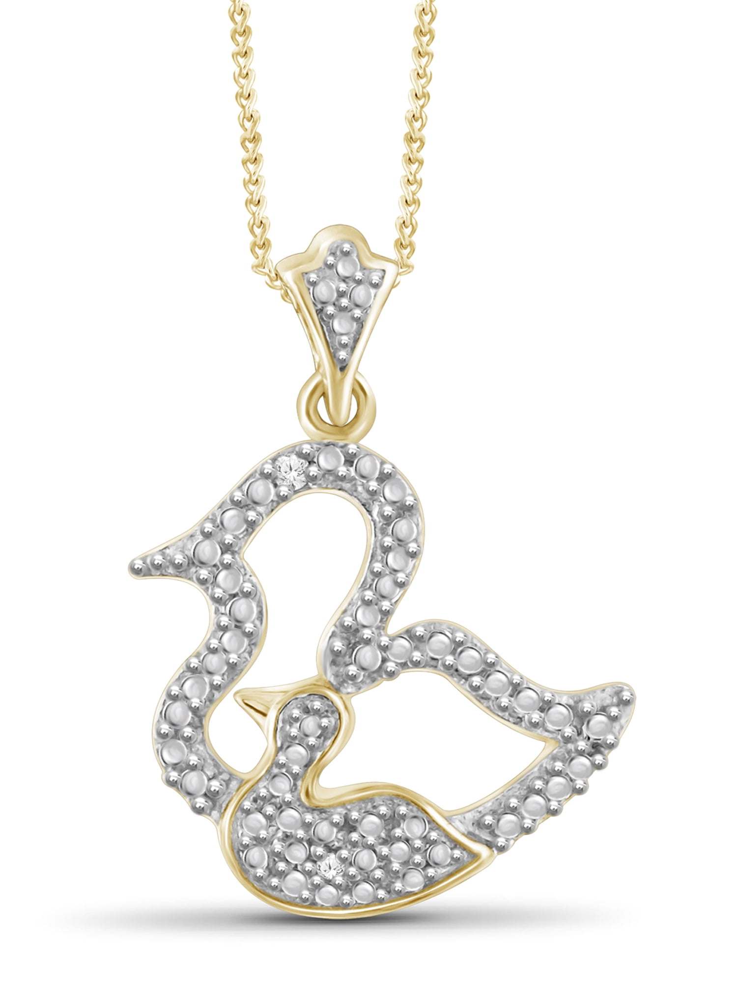 JewelersClub Diamond Duck Necklace Halloween Jewelry – Accent White Diamond Halloween Necklace – 14K Gold Plated Rope Chain with Duck Pendant – Witchy Jewelry for Women by JewelersClub
