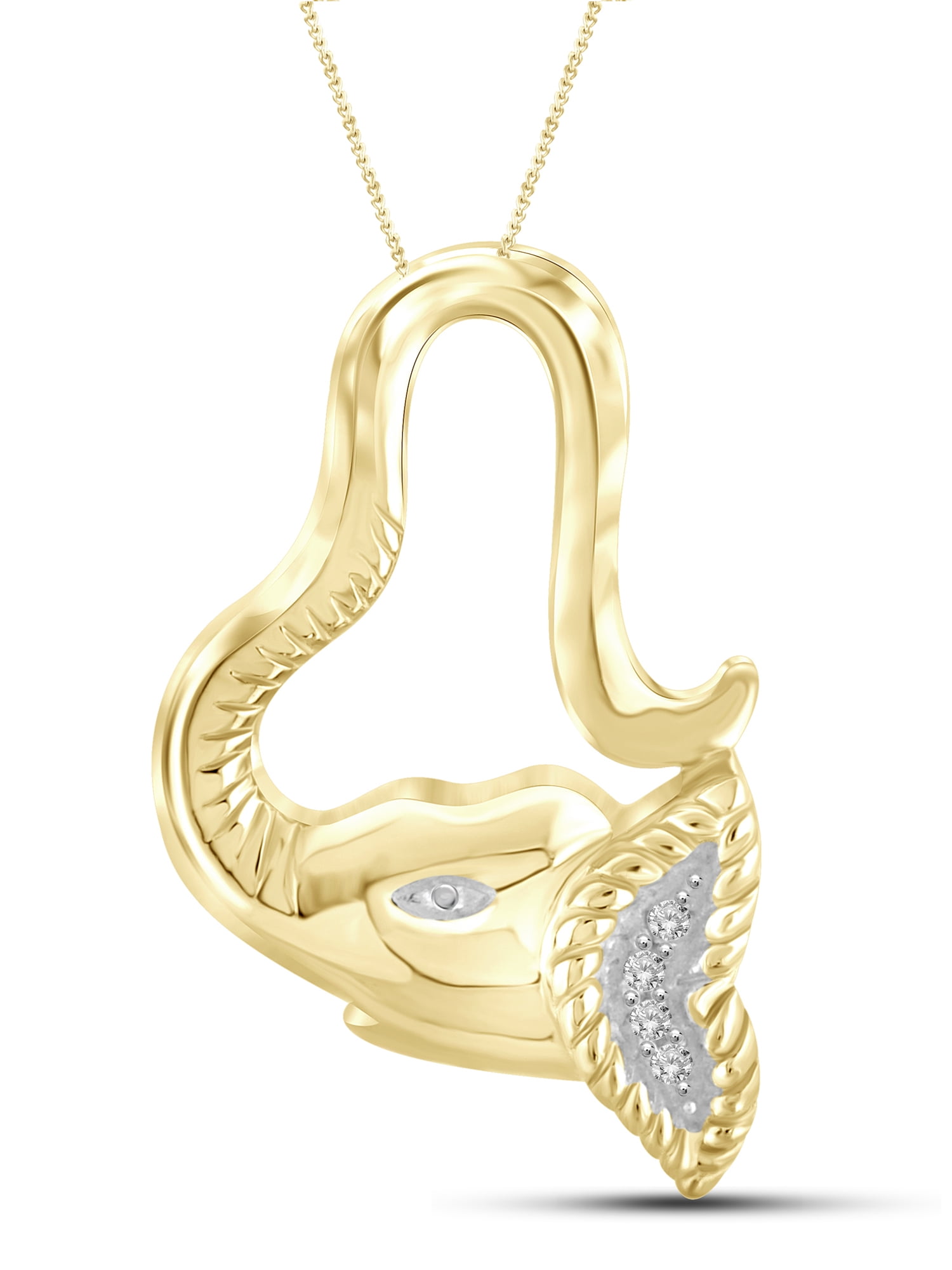 JewelersClub Diamond Elephant Necklace Halloween Jewelry – Accent White Diamond Halloween Necklace – 14K Gold Plated Rope Chain with Elephant Pendant – Witchy Jewelry for Women by JewelersClub