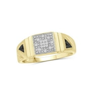 JEWELERSCLUB Diamond Rings for Men – 0.15 CTW Genuine Black & White Diamond Ring for Men Hypoallergenic 14K Gold Plated Silver Ring Men Real Diamond Mens Rings Statement Ring – Luxurious Gifts for Him