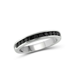 1/2 Carat Baguette-cut Black Diamond Sterling Silver Band