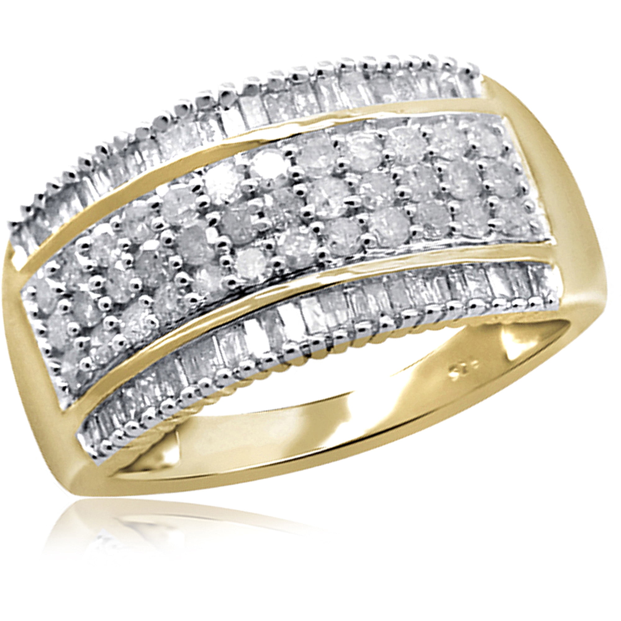 JewelersClub 14K Gold Plated Silver White Diamond Ring, Size 6