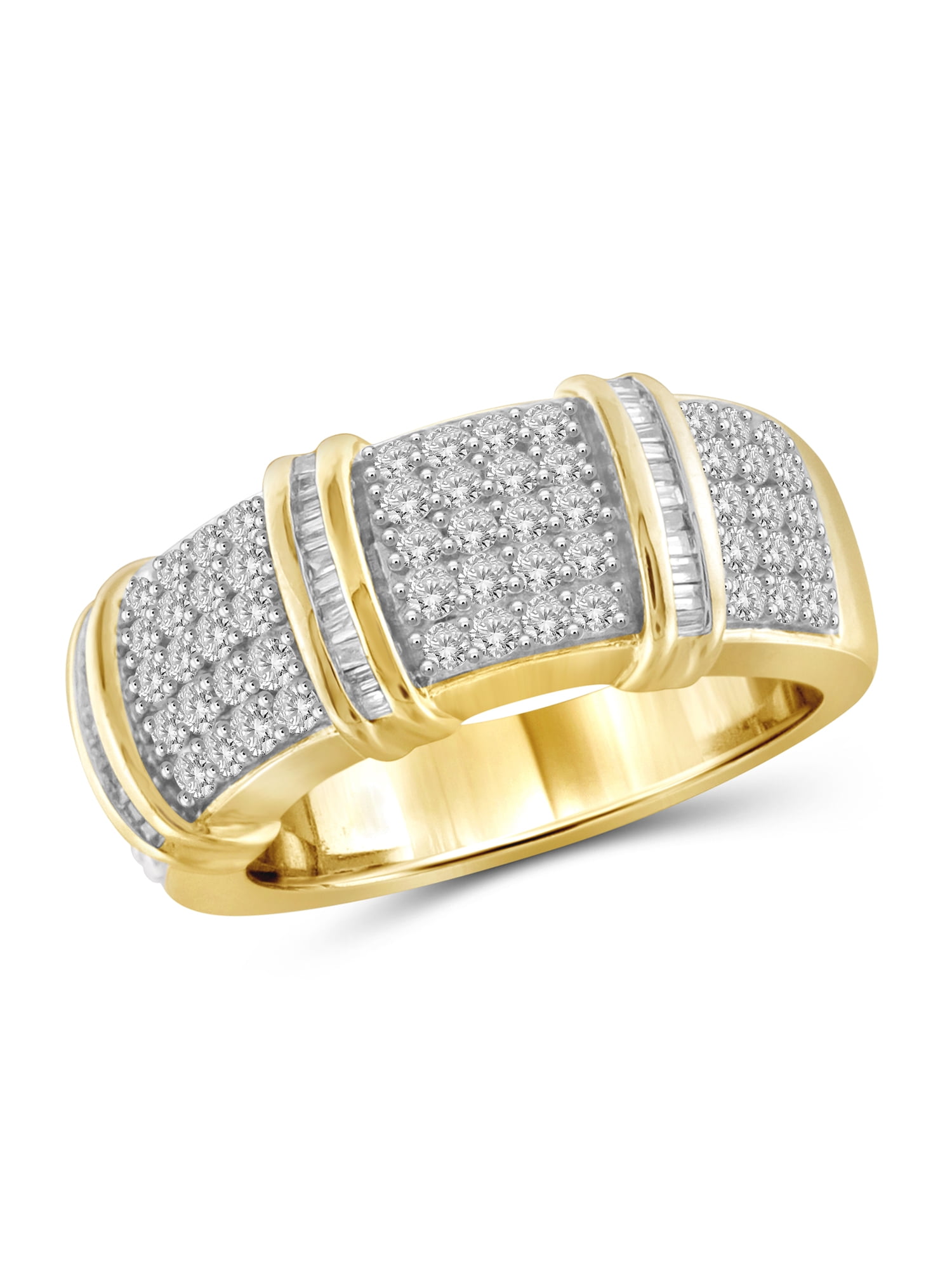 JewelersClub Diamond Rings for Women – 1.00 Carat White Diamond Ring Jewelry– 14K Gold-Plated Silver Bands for Women –– Ring by JewelersClub