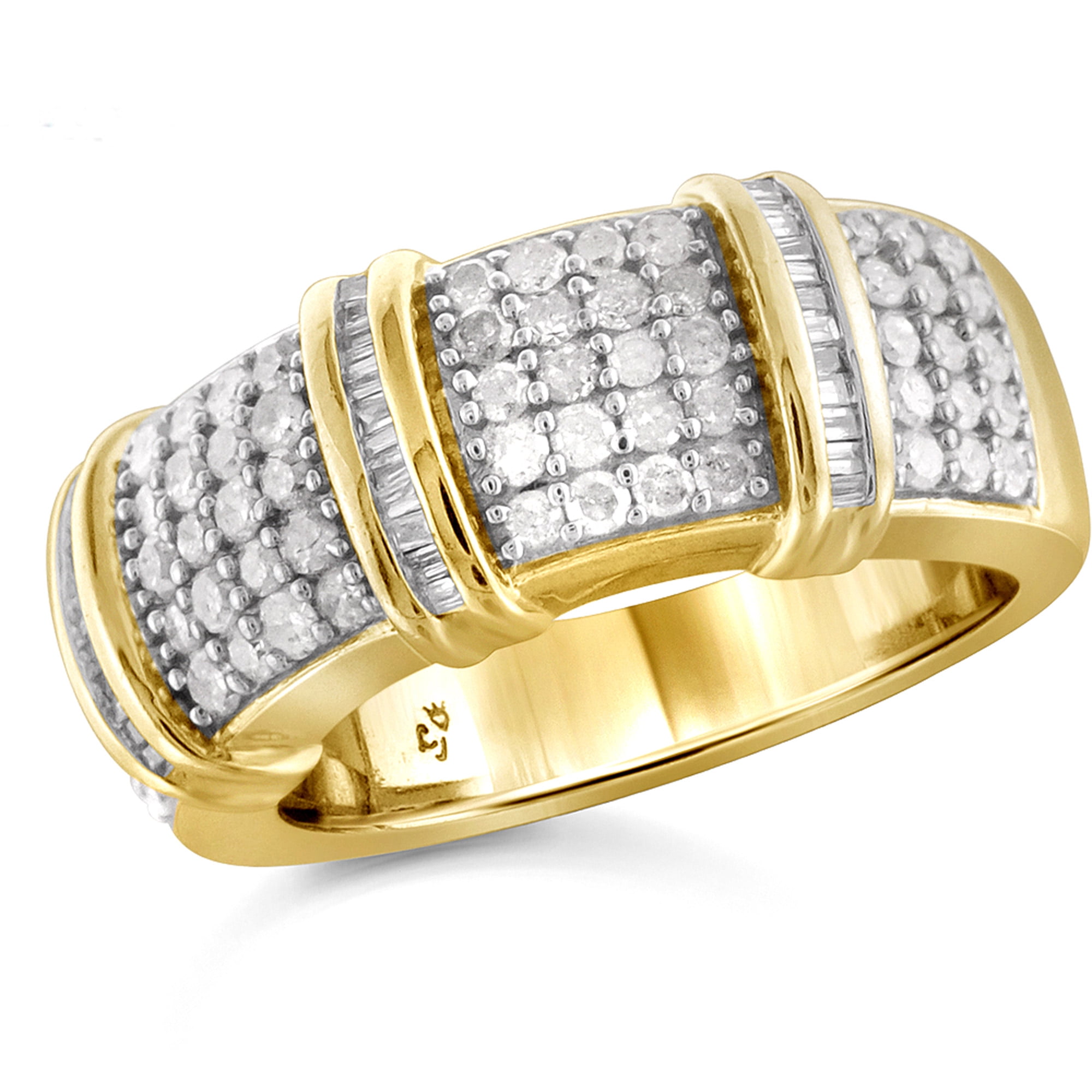 JewelersClub Gold Plated Silver Charm Ring Diamond Size: 6