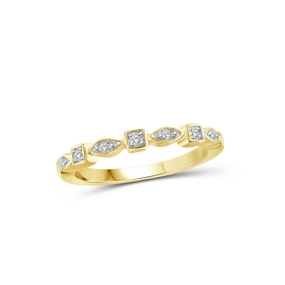 JewelersClub Diamond Rings for Women – 1/10 Carat White Diamond Ring Jewelry– 14K Gold-Plated Silver Bands for Women –– Ring by JewelersClub