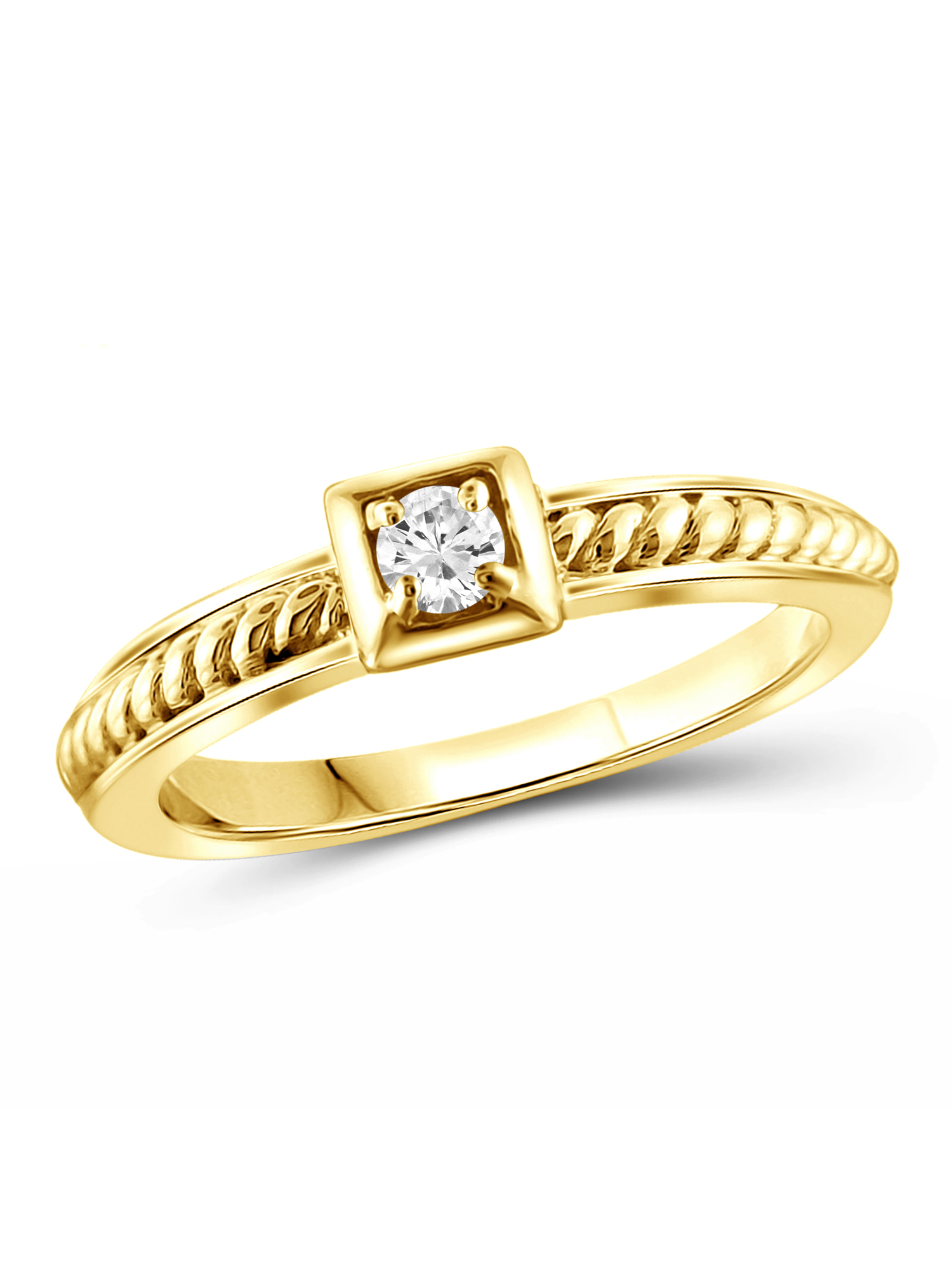 JewelersClub Diamond Rings for Women – 1/10 Carat White Diamond Ring Jewelry– 14K Gold-Plated Silver Bands for Women –– Ring by JewelersClub