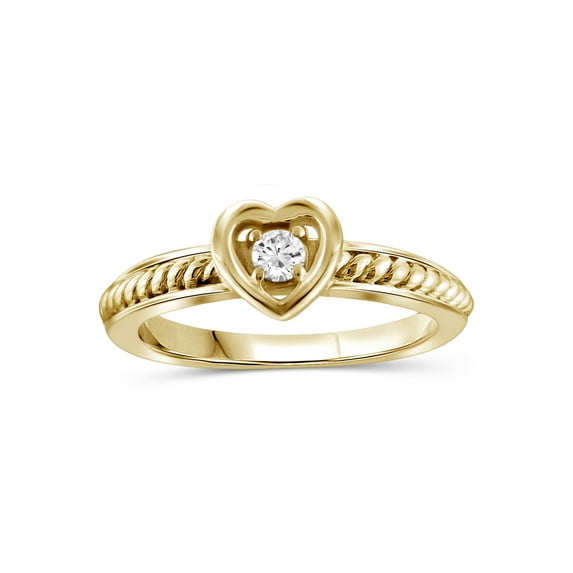 JewelersClub Diamond Rings for Women – 1/10 Carat White Diamond Ring Jewelry– 14K Gold-Plated Silver Bands for Women –– Ring by JewelersClub