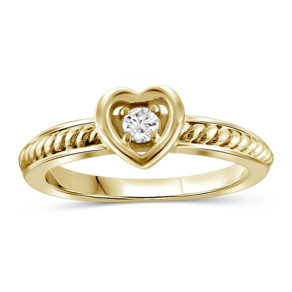 JewelersClub Diamond Rings for Women – 1/10 Carat White Diamond Ring Jewelry– 14K Gold-Plated Silver Bands for Women –– Ring by JewelersClub