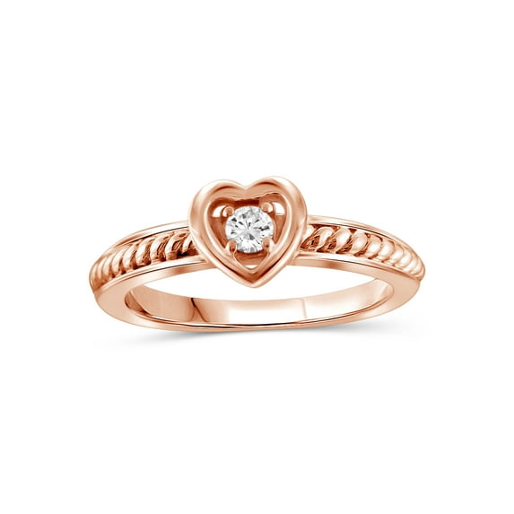 JewelersClub Diamond Rings for Women – 1/10 Carat White Diamond Ring Jewelry– Rose Gold Over Silver Bands for Women –– Ring by JewelersClub