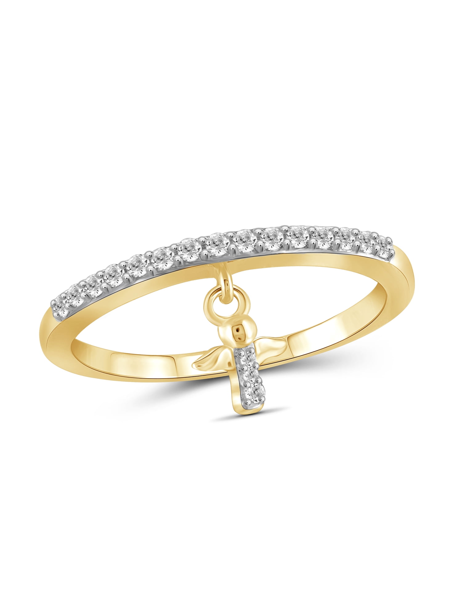 JewelersClub Diamond Rings for Women – 1/5 Carat White Diamond Ring Jewelry– 14K Gold Plated Silver Bands for Women –– Ring by JewelersClub