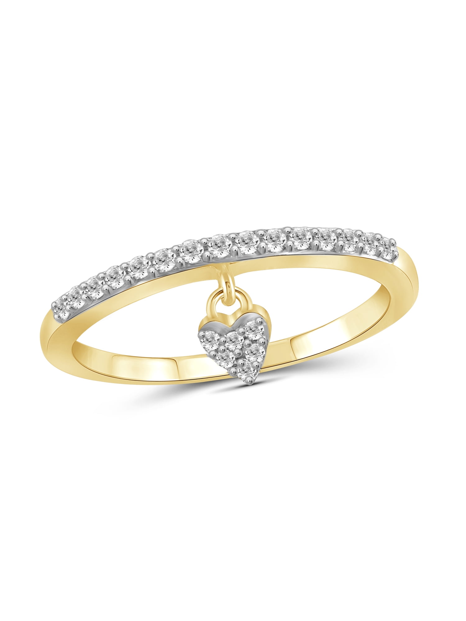 JewelersClub Diamond Rings for Women – 1/5 Carat White Diamond Ring Jewelry– 14K Gold Plated Silver Bands for Women –– Ring by JewelersClub