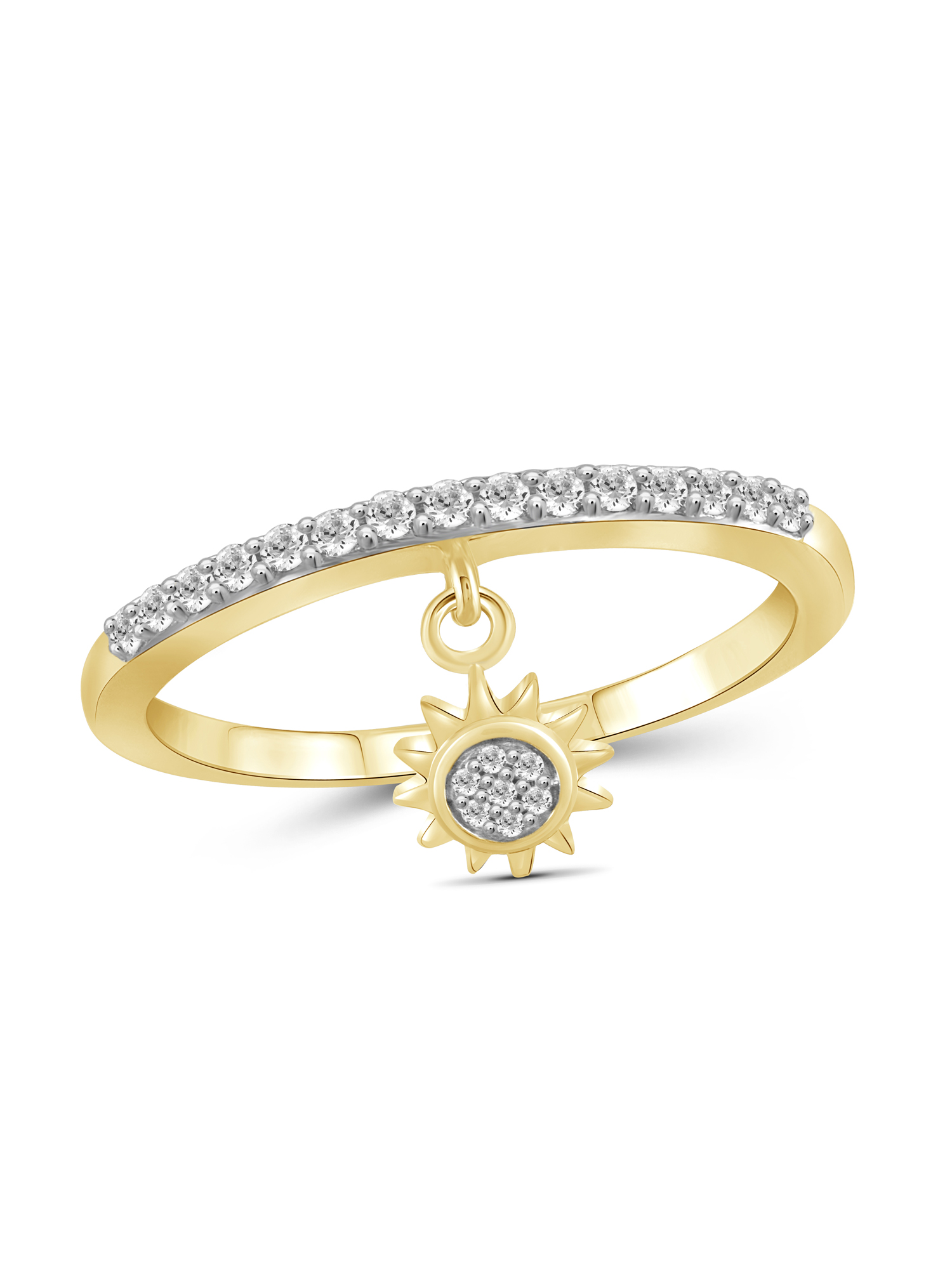 JewelersClub Diamond Rings for Women – 1/5 Carat White Diamond Ring Jewelry– 14K Gold Plated Silver Bands for Women –– Ring by JewelersClub