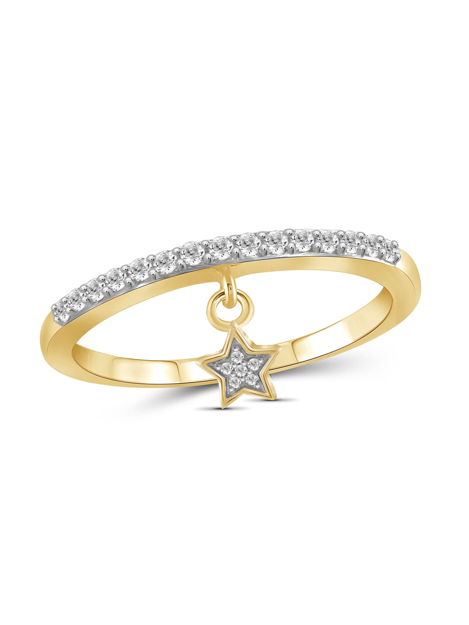 JewelersClub Diamond Rings for Women – 1/5 Carat White Diamond Ring Jewelry– 14K Gold Plated Silver Bands for Women –– Ring by JewelersClub