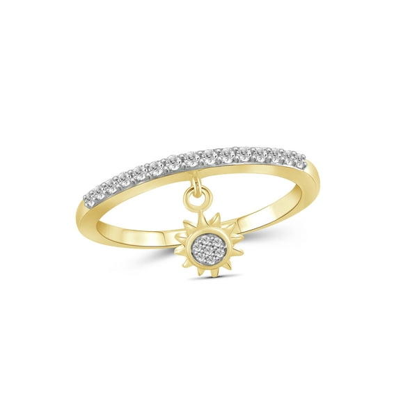 JewelersClub Diamond Rings for Women – 1/5 Carat White Diamond Ring Jewelry– 14K Gold Plated Silver Bands for Women –– Ring by JewelersClub