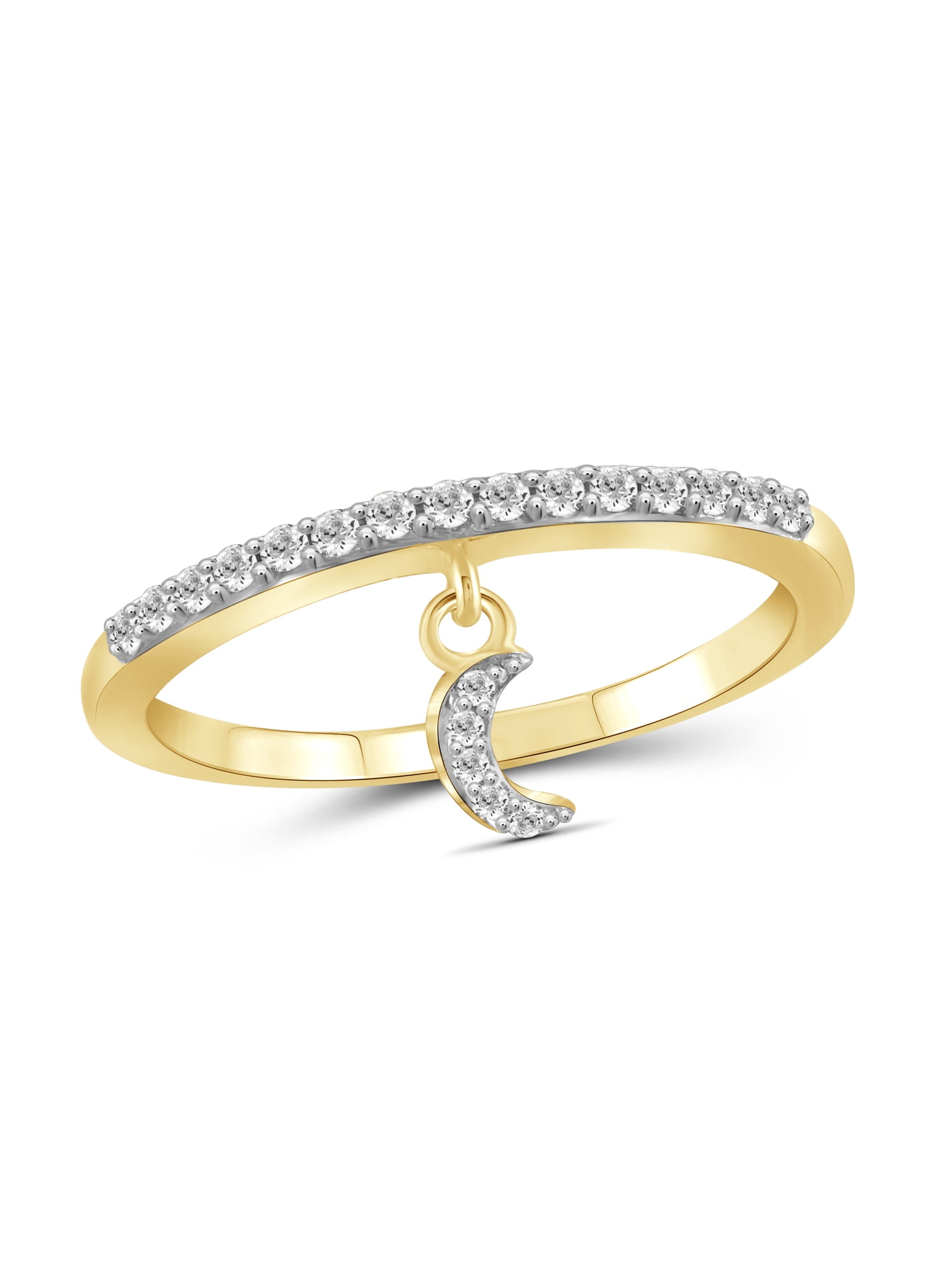 JewelersClub Diamond Rings for Women – 1/5 Carat White Diamond Ring Jewelry– 14K Gold Plated Silver Bands for Women –– Ring by JewelersClub