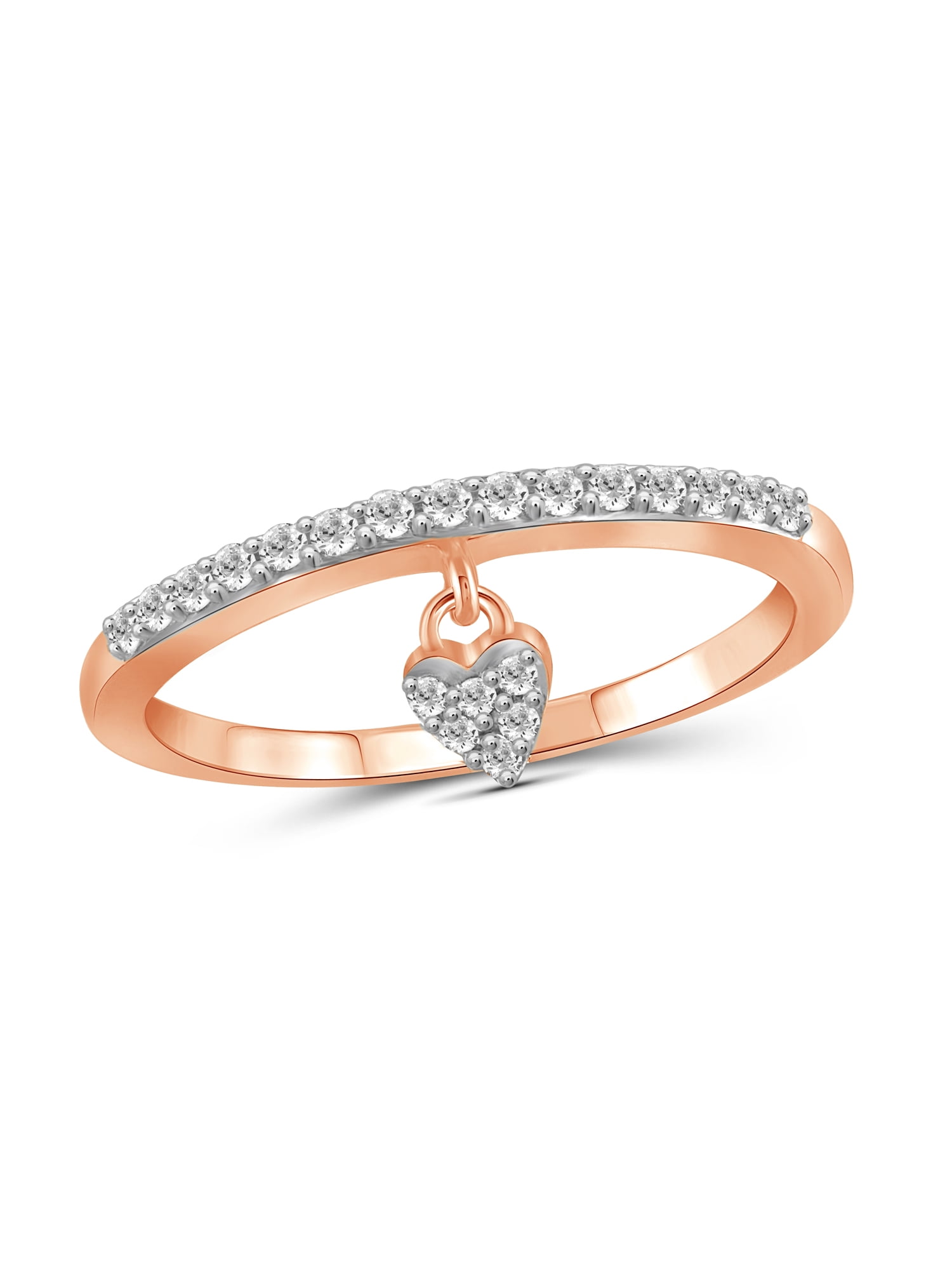 JewelersClub Diamond Rings for Women – 1/5 Carat White Diamond Ring Jewelry– Rose Gold Over Silver Bands for Women –– Ring by JewelersClub