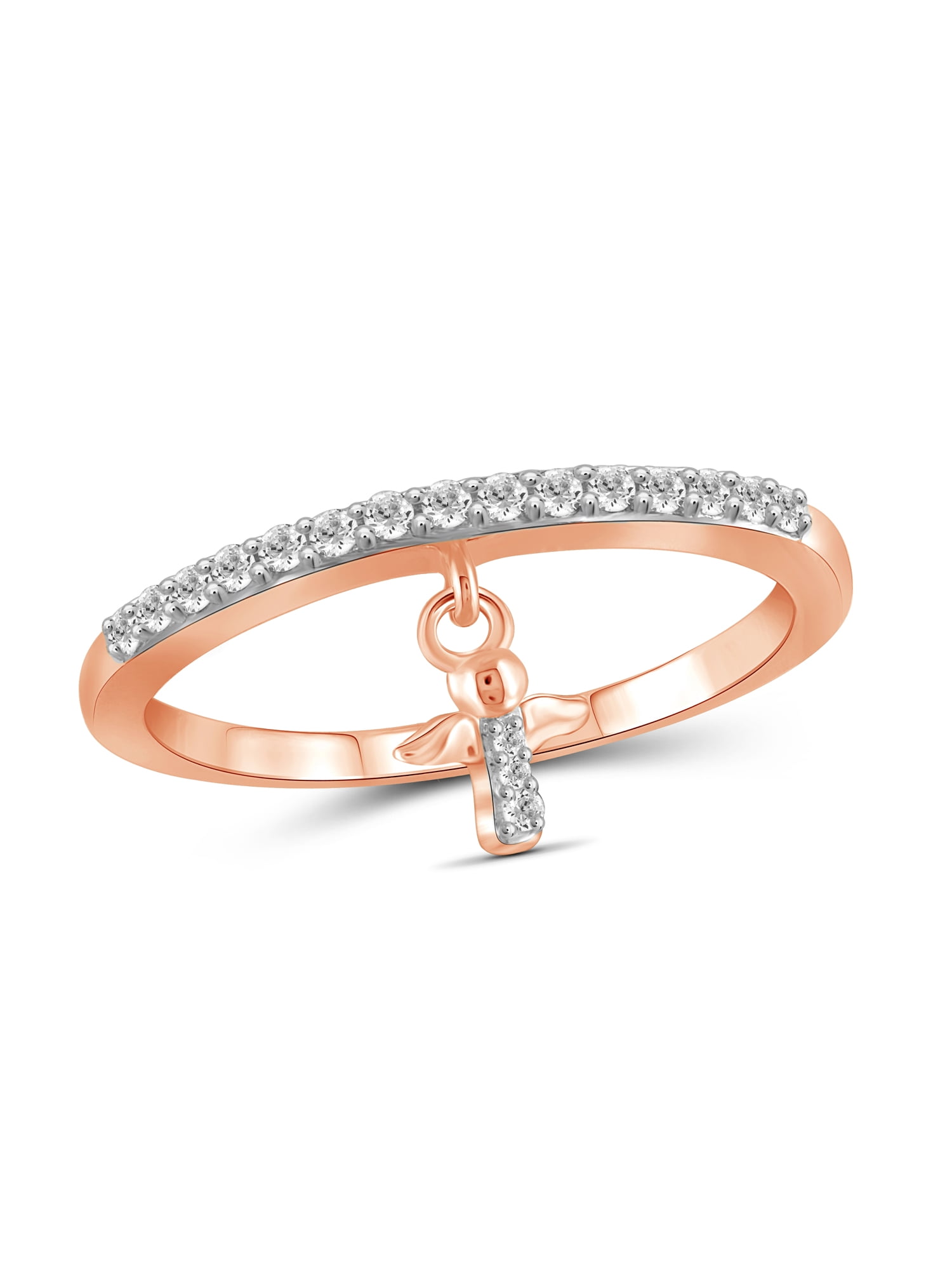 JewelersClub Diamond Rings for Women – 1/5 Carat White Diamond Ring Jewelry– Rose Gold Over Silver Bands for Women –– Ring by JewelersClub