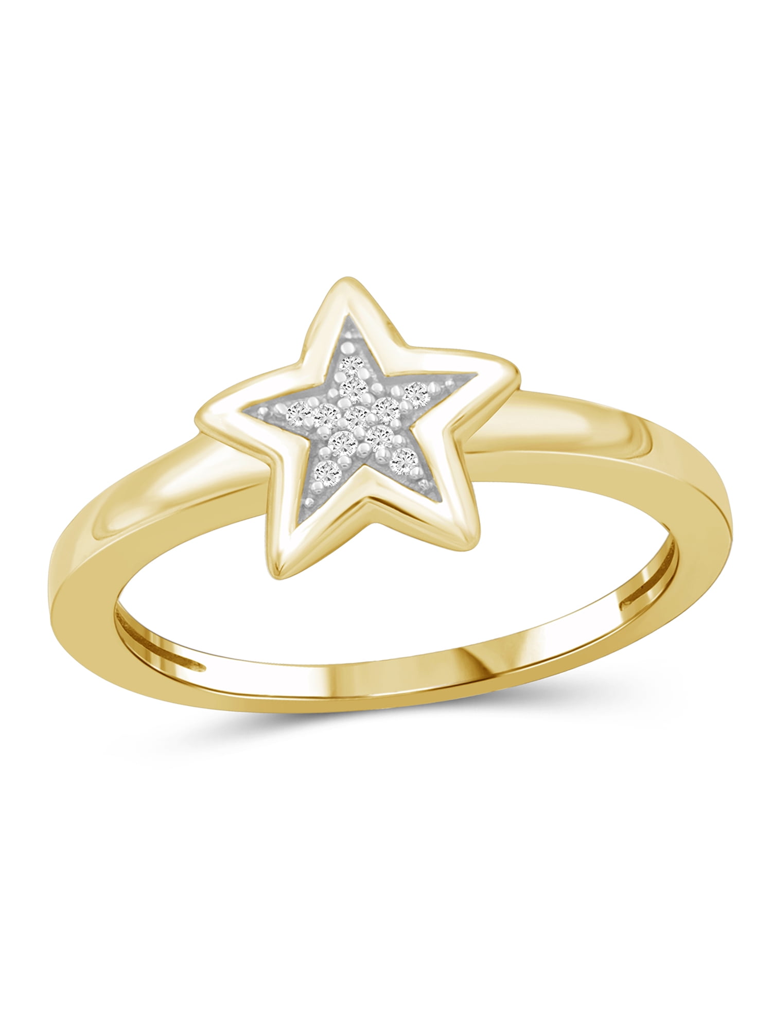 JewelersClub Diamond Rings for Women – Accent White Diamond Ring Jewelry– 14K Gold-Plated Silver Bands for Women –– Ring by JewelersClub