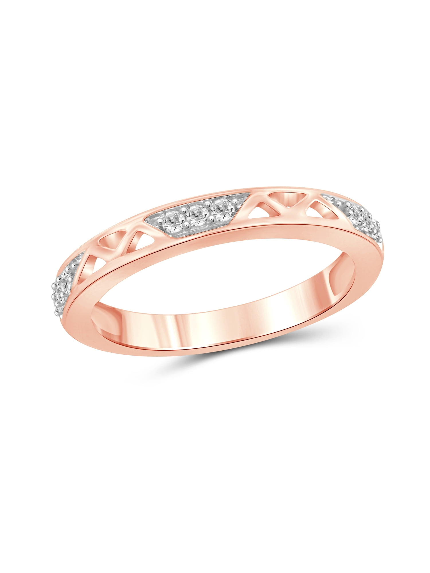JewelersClub Diamond Rings for Women – Accent White Diamond Ring Jewelry– Rose Gold Over Silver Bands for Women –– Ring by JewelersClub