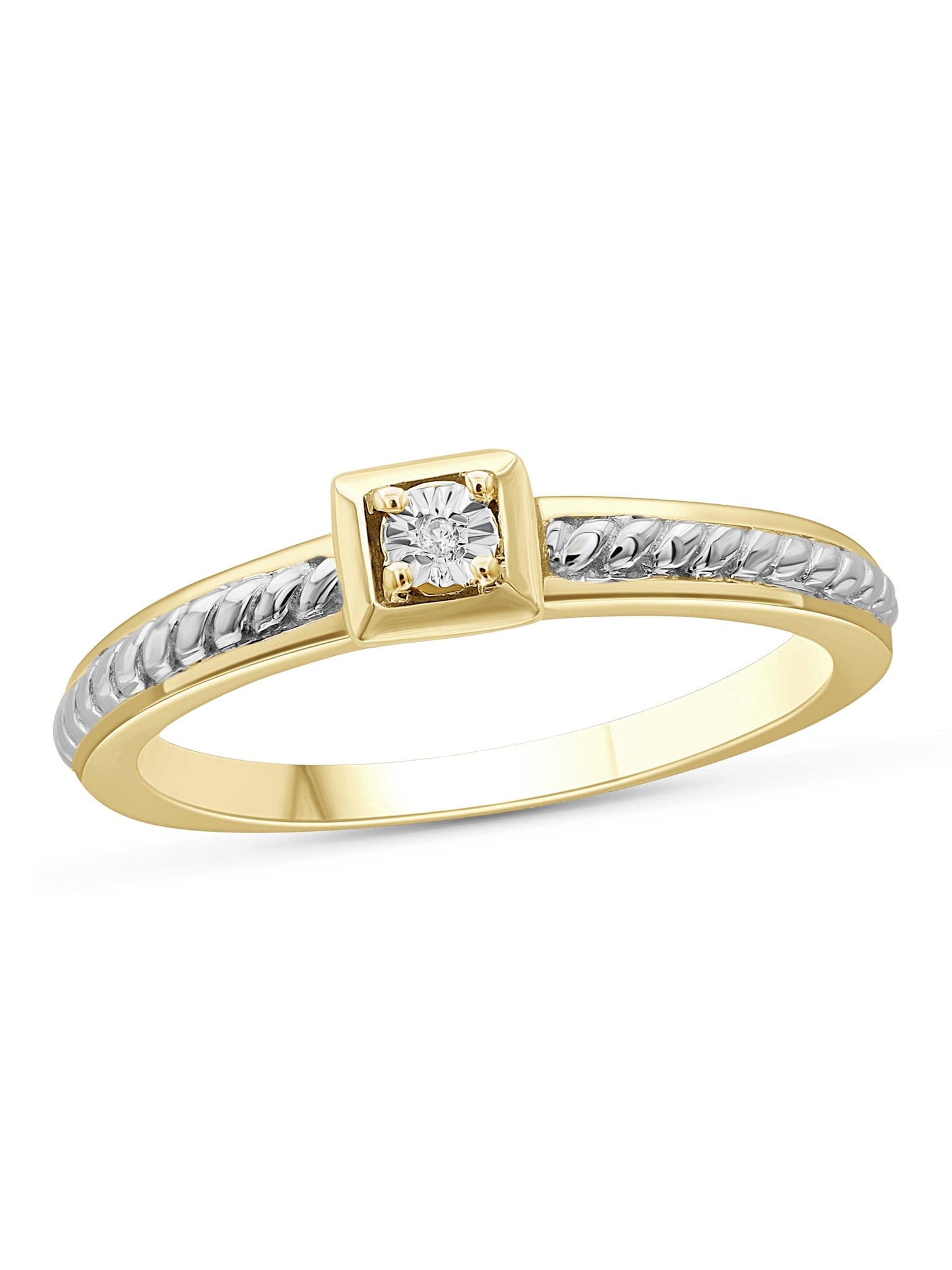 JewelersClub Diamond Rings for Women – Accent White Diamond Ring Jewelry– Two Tone Sterling Silver Bands for Women –– Ring by JewelersClub